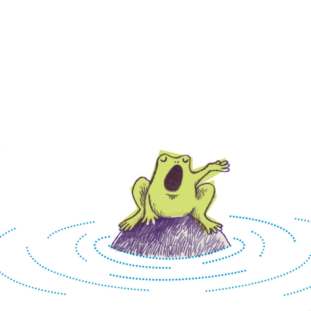 an illustration of a frog singing