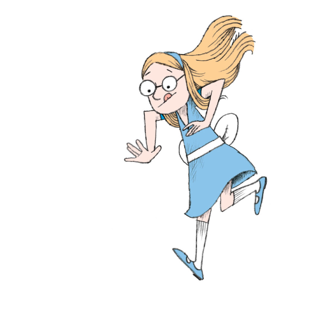 an illustration of a girl leaping
